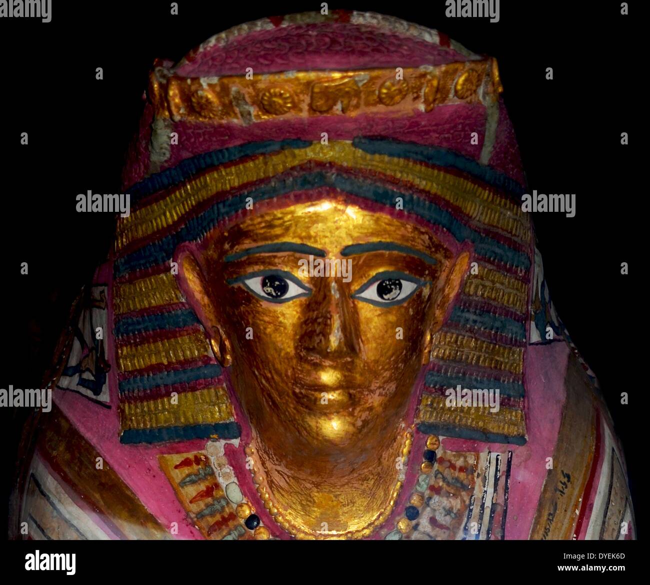 Painted and Gilded Mummy Case of Taminis, Daughter of Spemminis 18th Dynasty. Stock Photo
