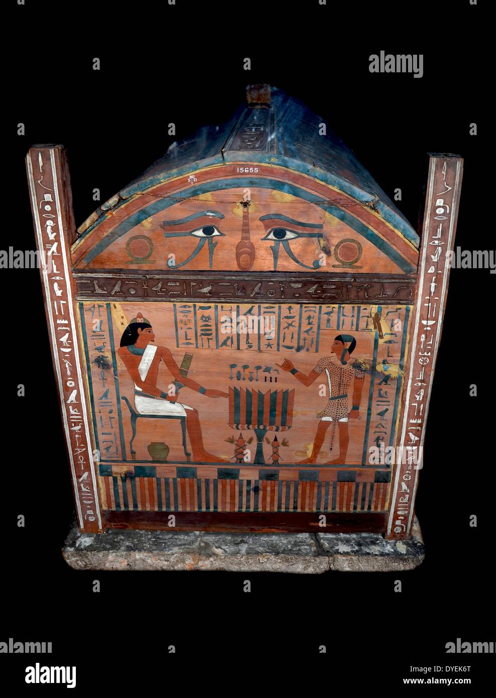 Painted Wooden Coffin of the Prophet of Monta Hor 700 B.C. Stock Photo