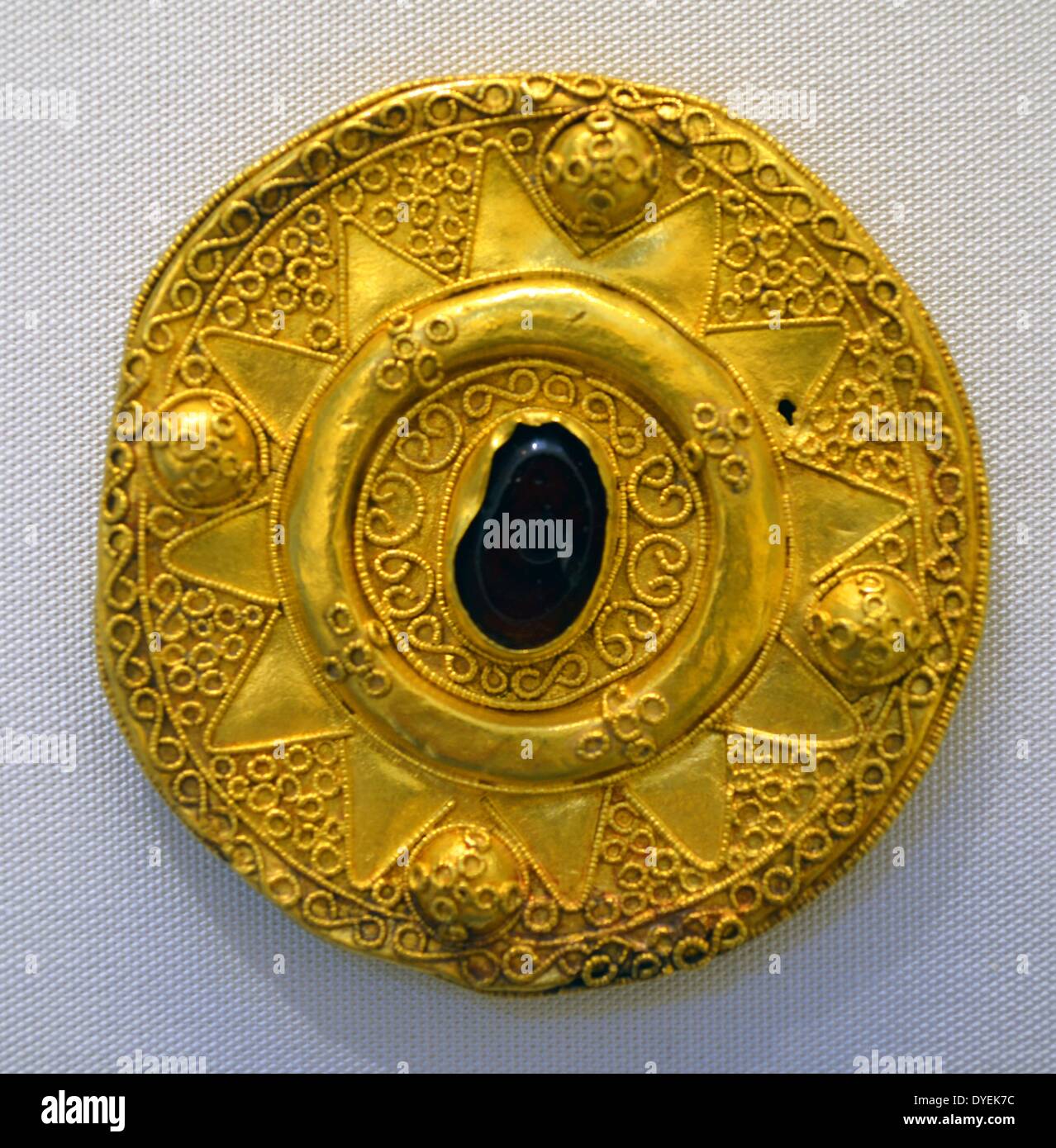 Gold Pendant with Sun Decoration 630 A.D. Stock Photo