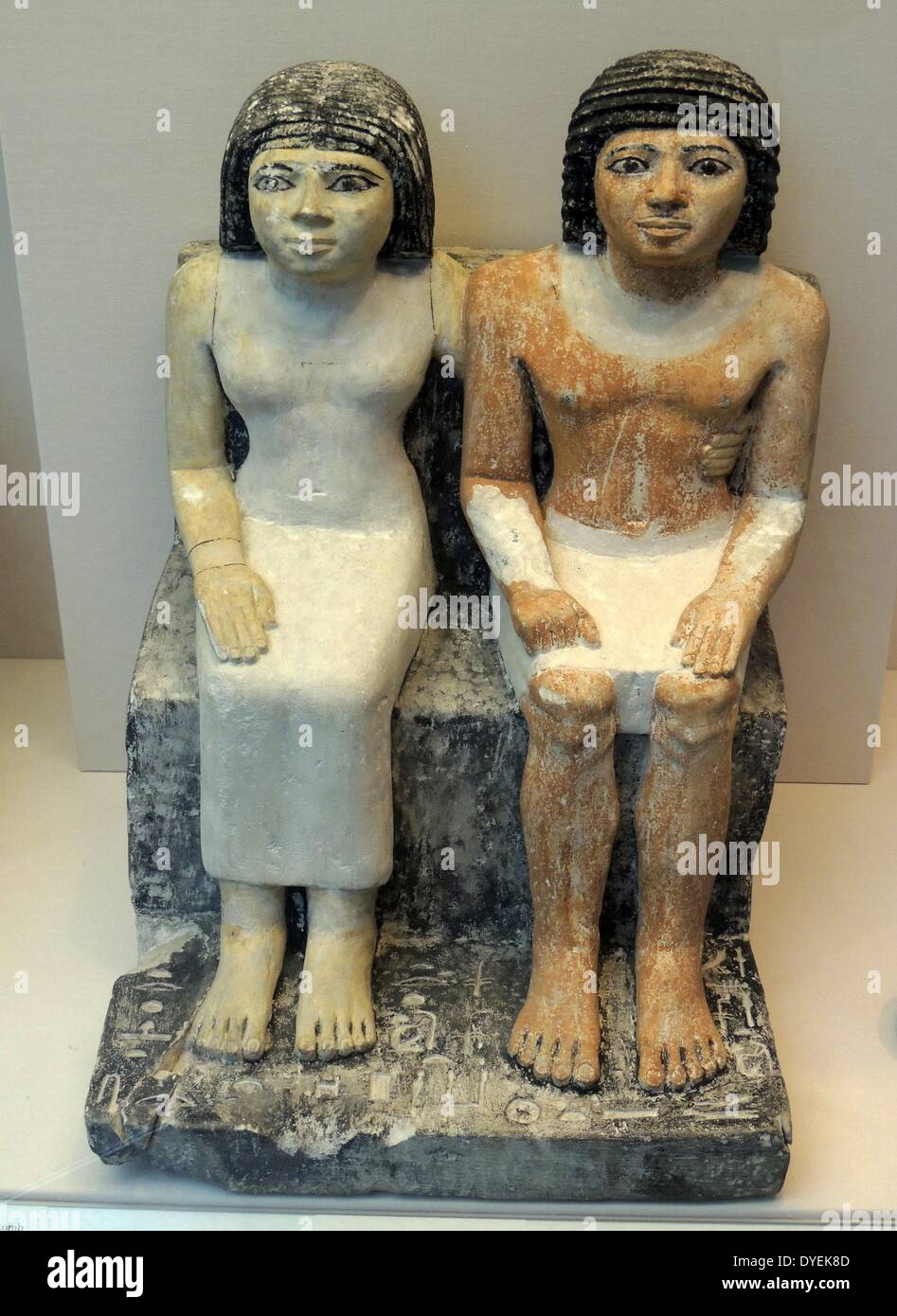 Limestone Statue of Katep and Hetepheres 2300 B.C. Egypt Stock Photo