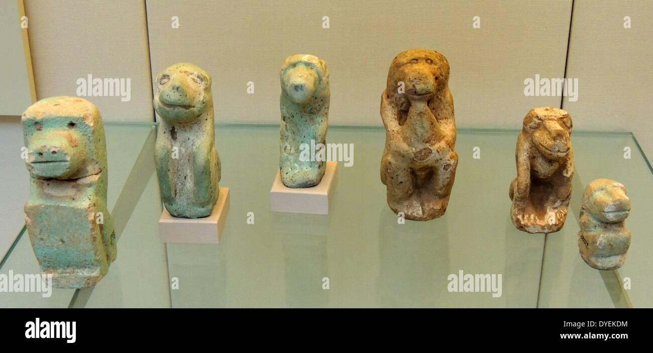 Group of Baboon-Figures 2689  B.C. From the early Osiris-temple at Abydos. Egypt Stock Photo
