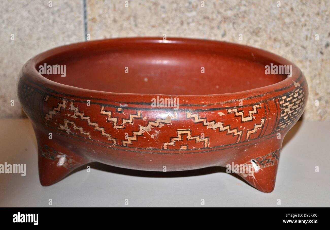 Pottery Tripod Bowl 1500 B.C. Serving Vessel. Stock Photo