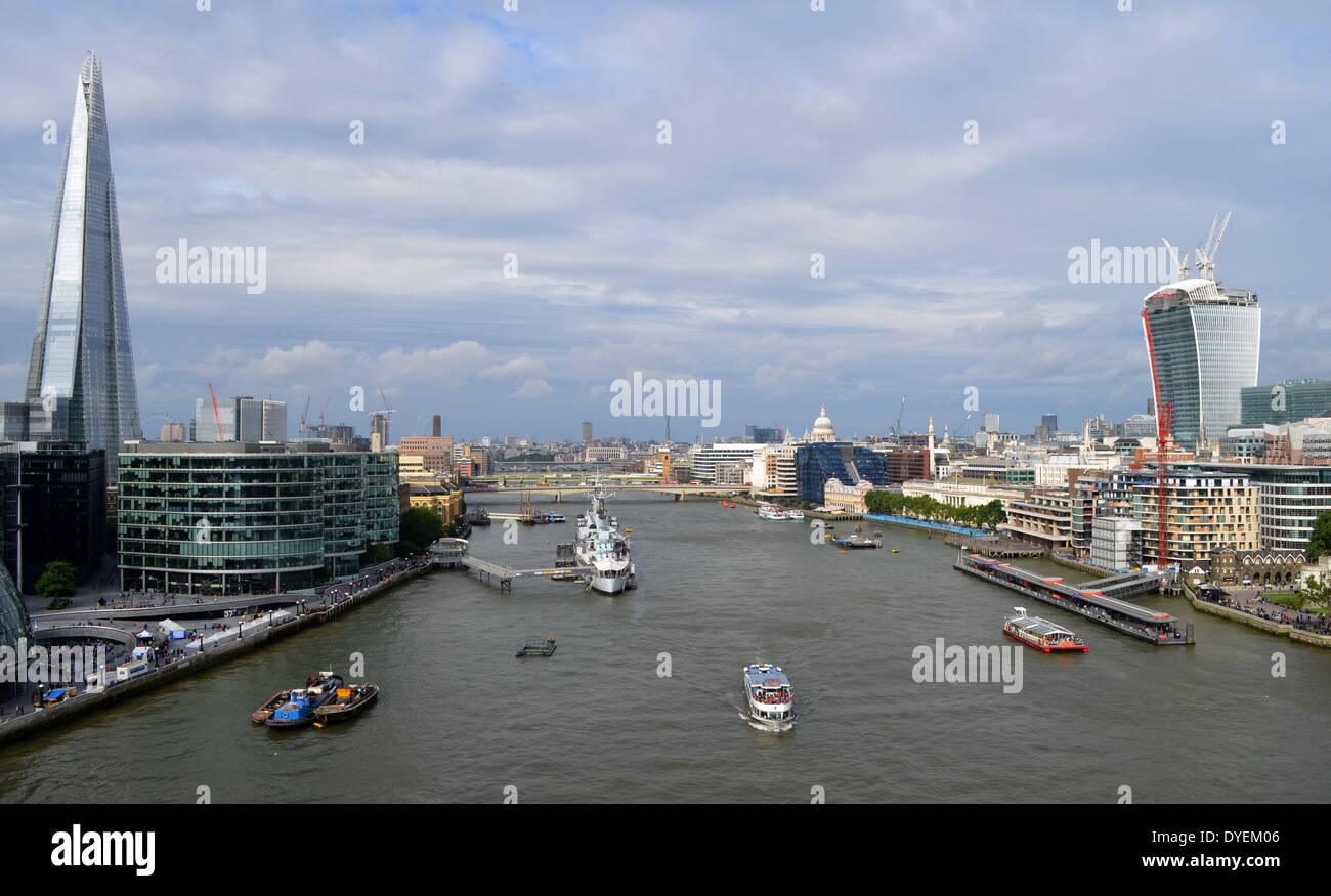View of the Shard Building and HMS Belfast 2013. Stock Photo
