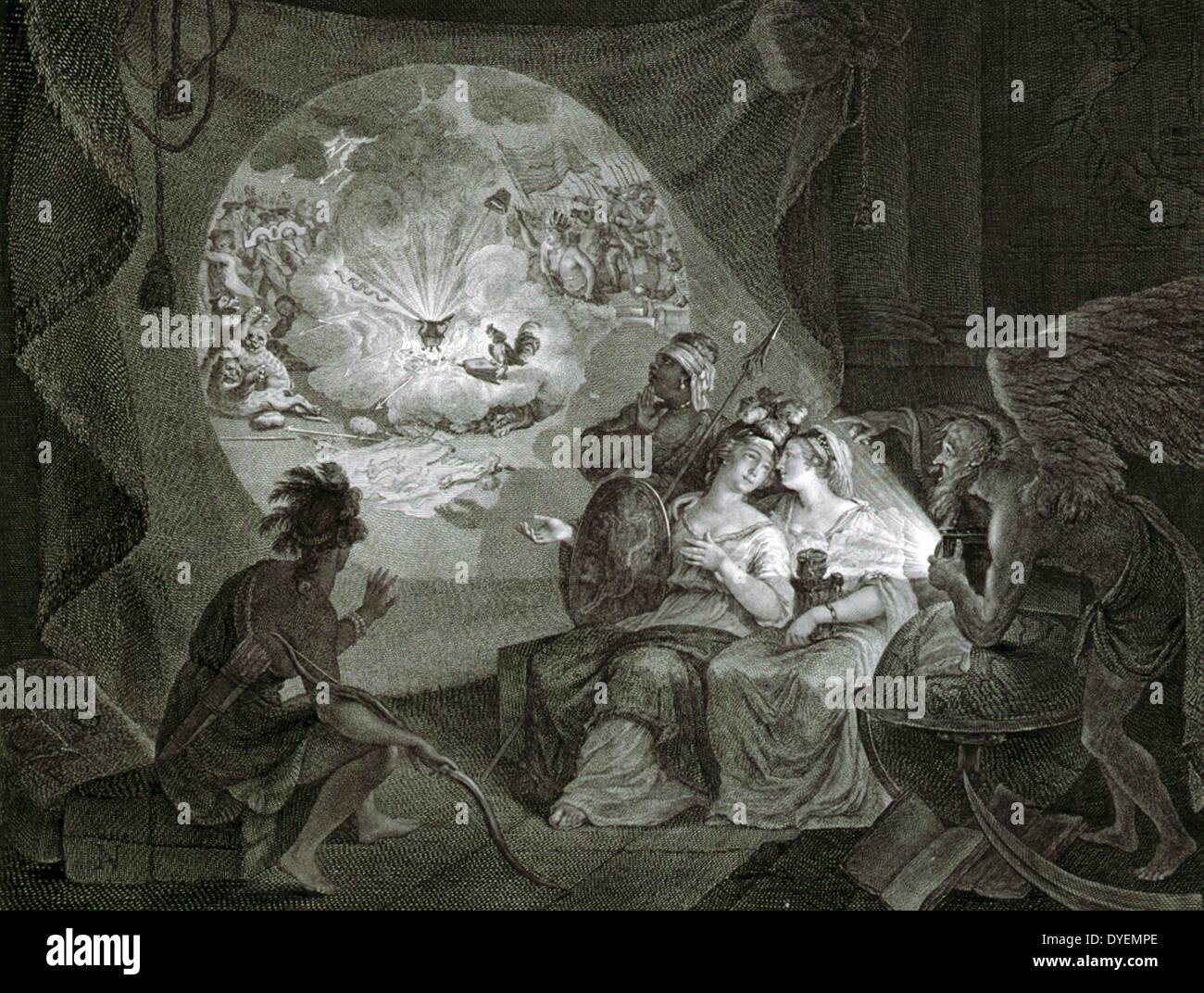 satire on the American Revolution, showing Father Time using a magic ...