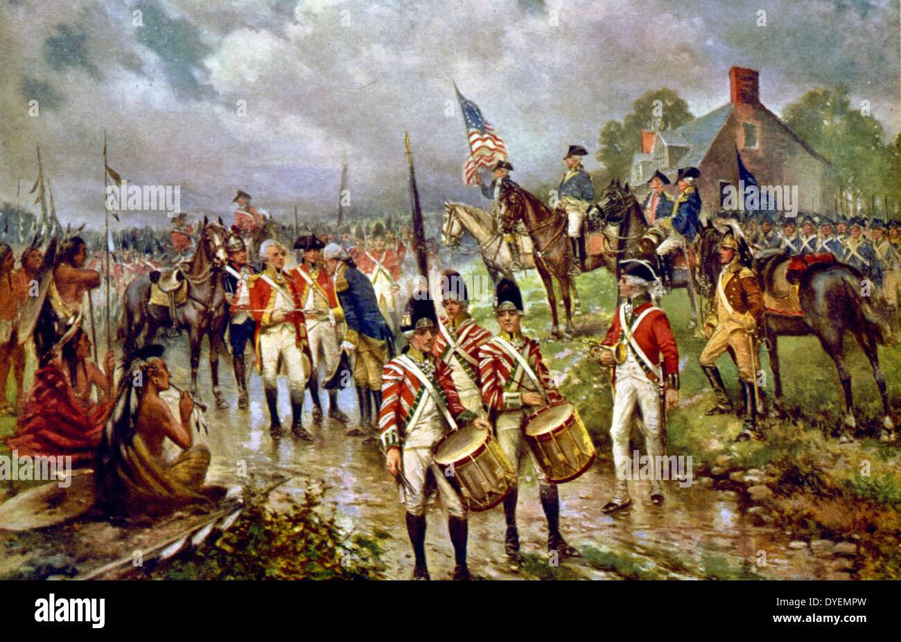 General Burgoyne's surrender at Saratoga, during the American Revolution Stock Photo