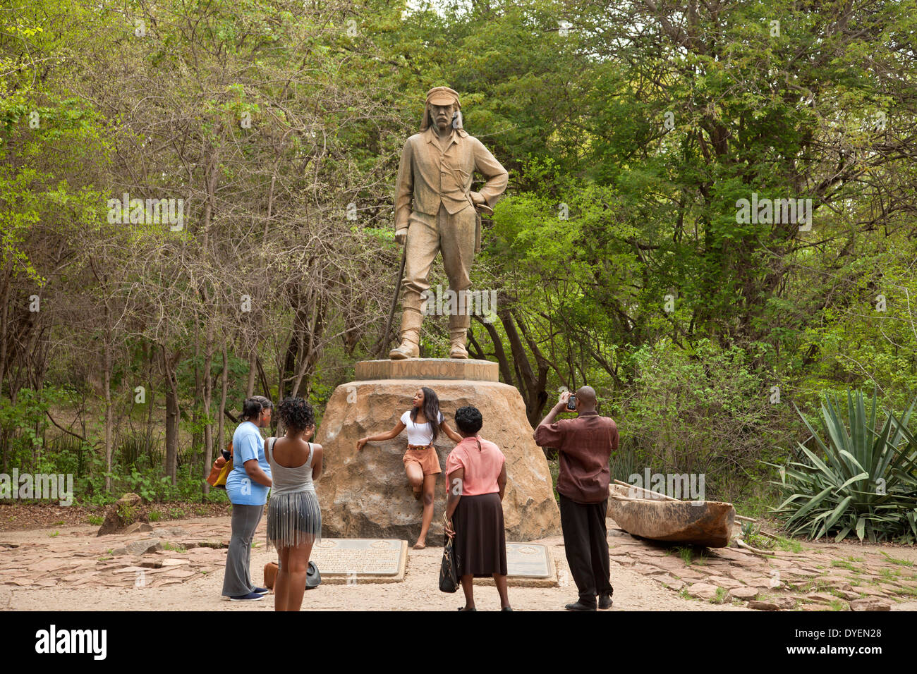David Livingstone statue, Victoria Falls, Zimbabwe, Africa Stock Photo