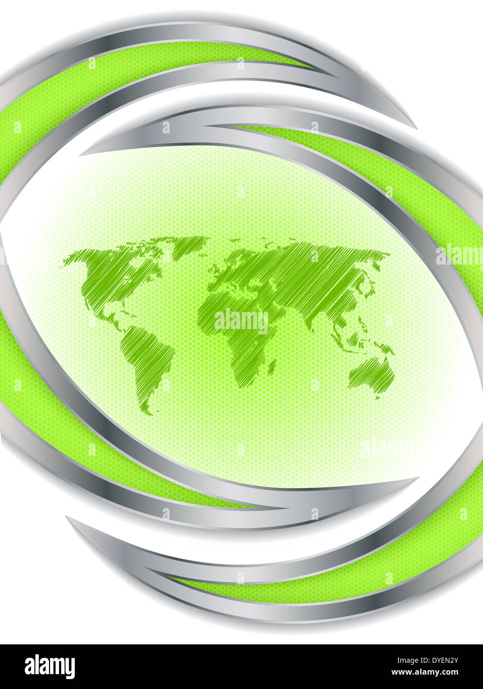 Abstract hexagon brochure design with scribbled green map Stock Photo