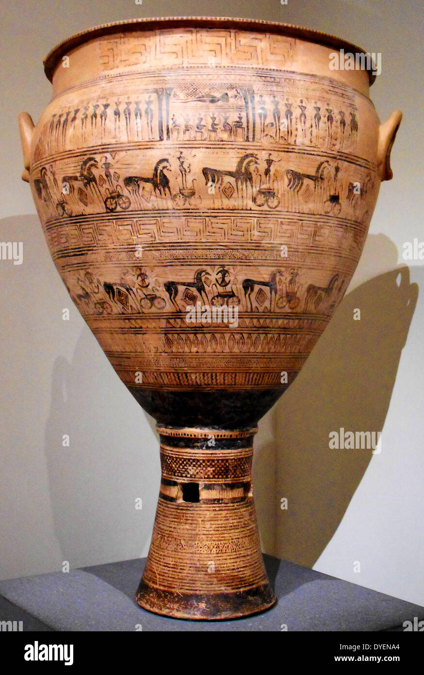 Terracotta Krater (Large vase), Greek, 725BC Depicts a funeral scene