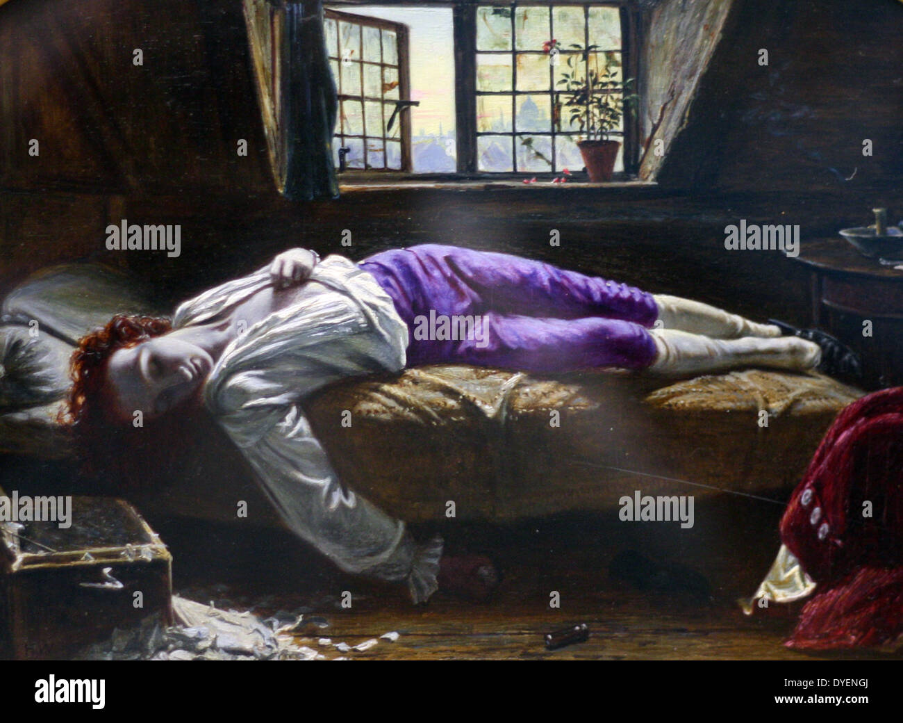 The Death of Chatterton by Henry Wallis, Birmingham Art Gallery. The Death  of Chatterton is an oil painting on canvas by the English Pre-Raphaelite  painter Henry Wallis, 1856. The subject of the