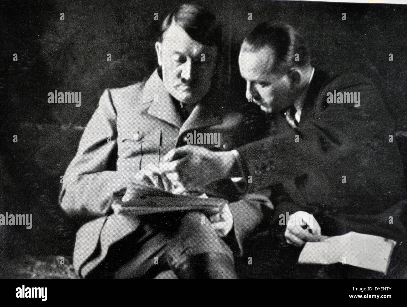 Adolf Hitler with Otto Dietrich, the Third Reich's Press Chief Stock Photo