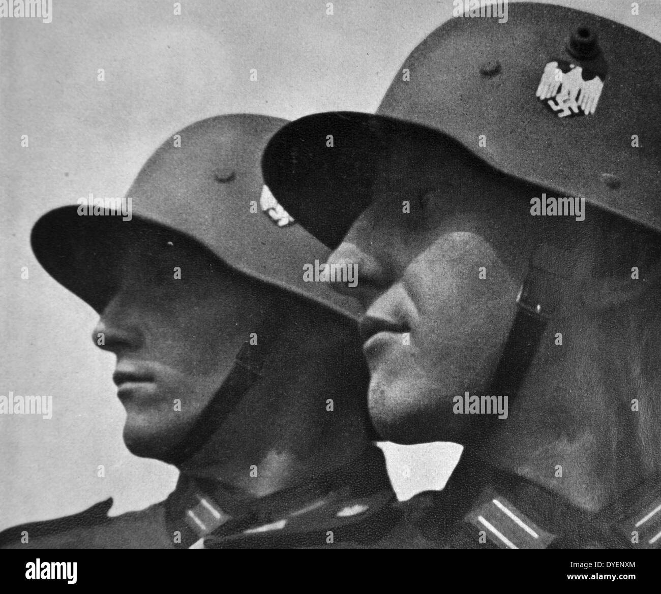 German army soldiers with Swastika on their helmets Stock Photo