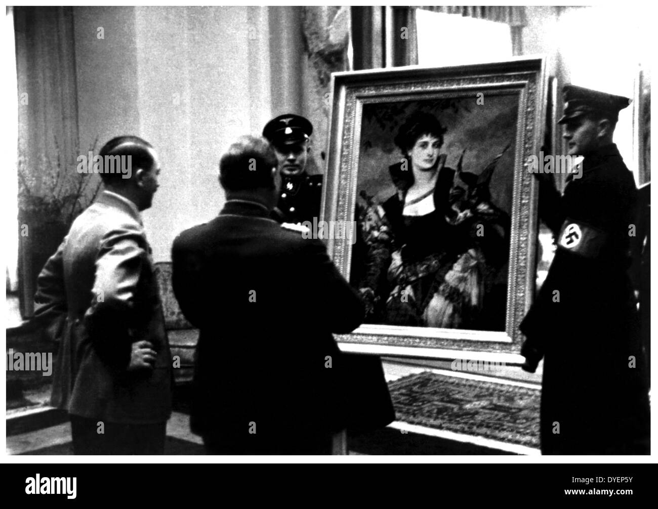 Adolf Hitler presenting Nazi Party senior figure, Hermann Goering a painting. Stock Photo