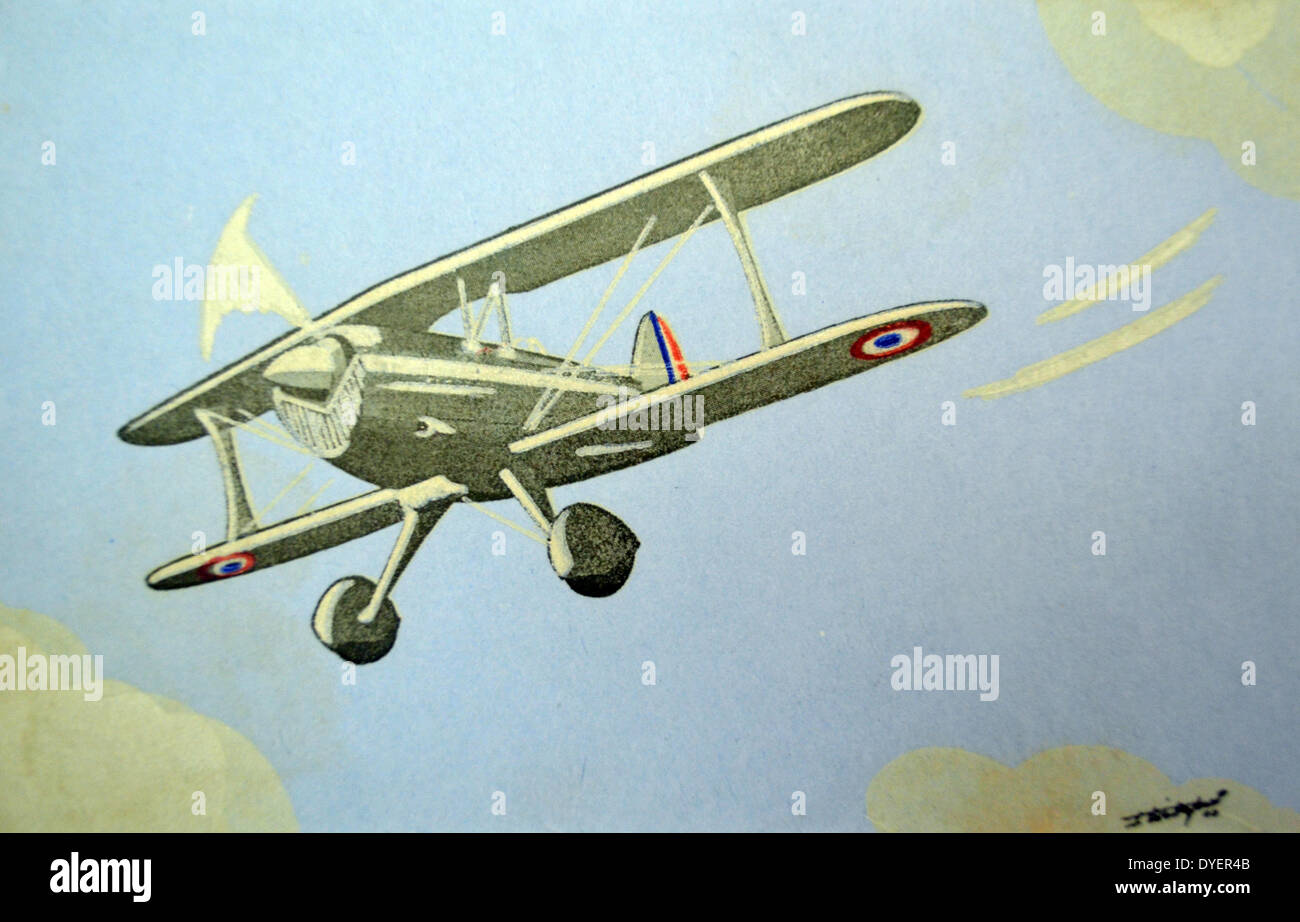 WW1 postcard photo of two allied biplanes in flight over France WW1 postcard photo of two allied biplanes in flight over France