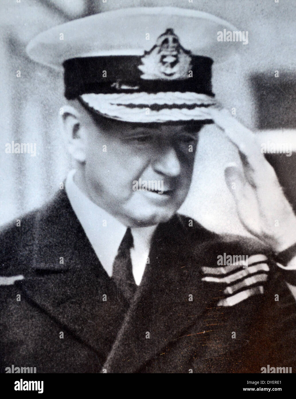 Admiral of the Fleet Sir Alfred Dudley Pound 1877 – 21 October 1943)  Royal Navy officer. He served as First Sea Lord, the professional head of the Royal Navy, for the first four years of the Second World War. In that role his greatest achievement was his successful campaign against German U-boat activity and the winning of the Battle of the Atlantic. in July 1942. He died from a brain tumour shortly after resigning from office, having also suffered two strokes. Stock Photo