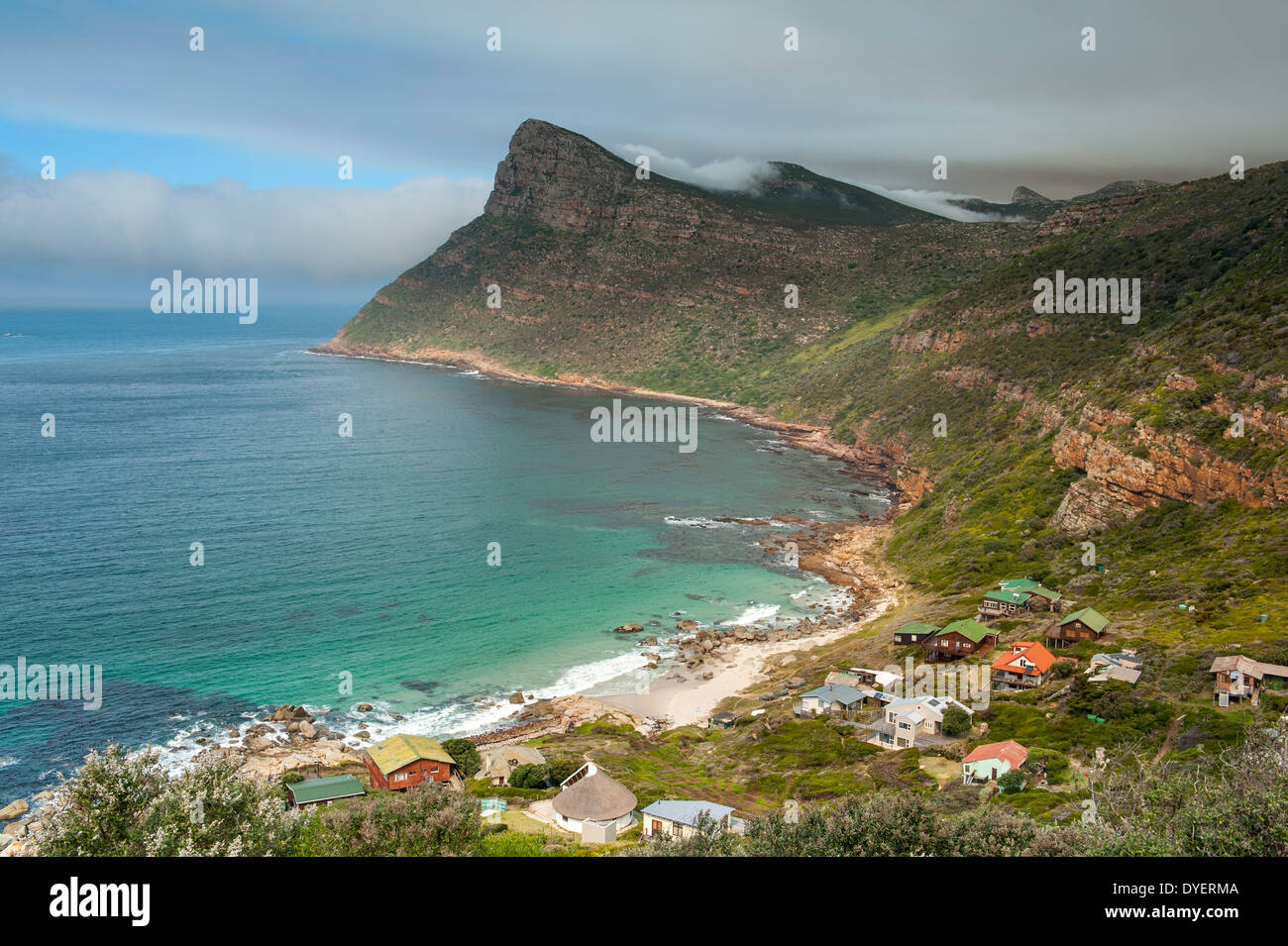 Smitswinkel Bay and houses, Cape Peninsula, Western Cape, South Africa Stock Photo