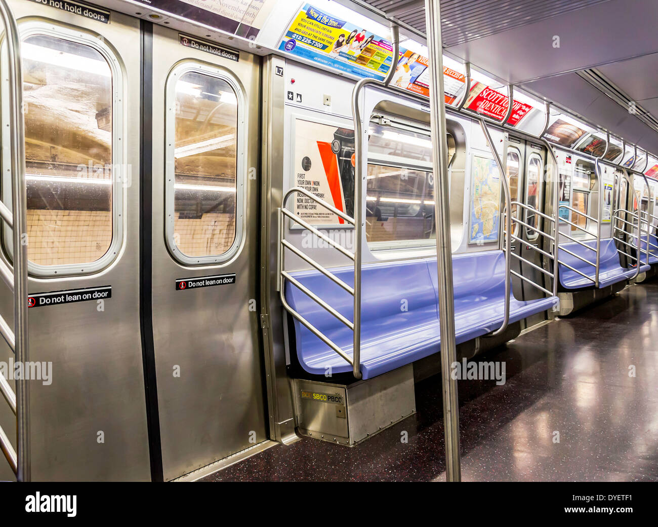 Inside an Empty New York City Subway Train Stock Photo - Alamy