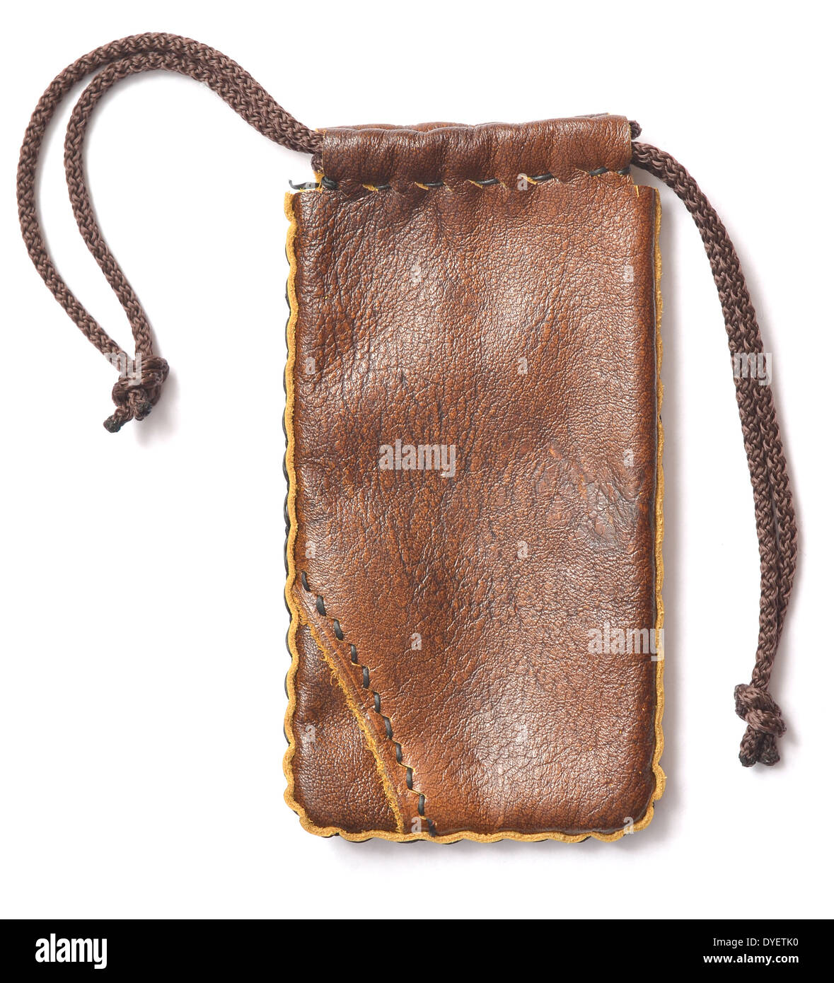 leather sack isolated on white background Stock Photo