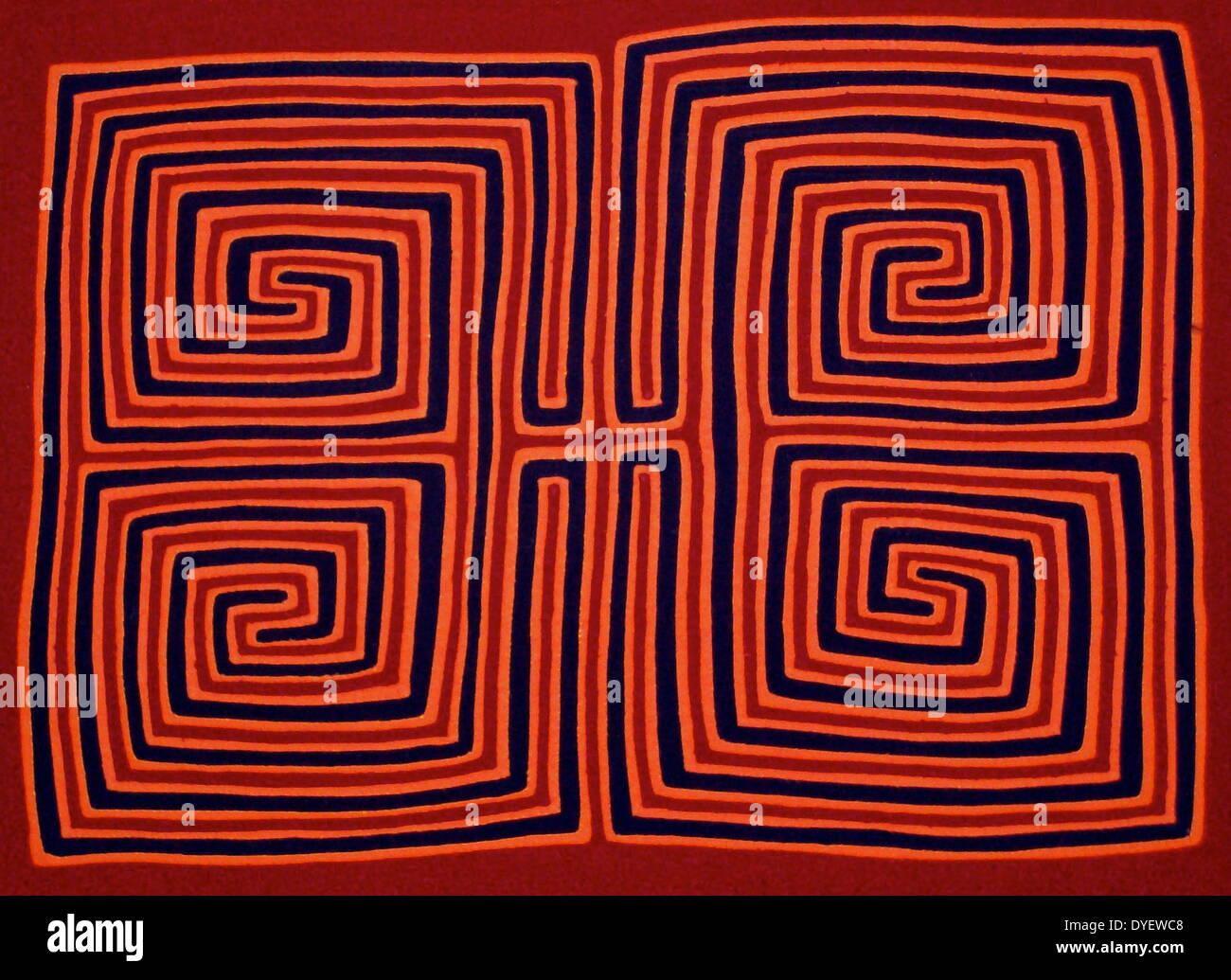 Mola textile by Kuna Indian artist, with an abstract pattern. From the ...