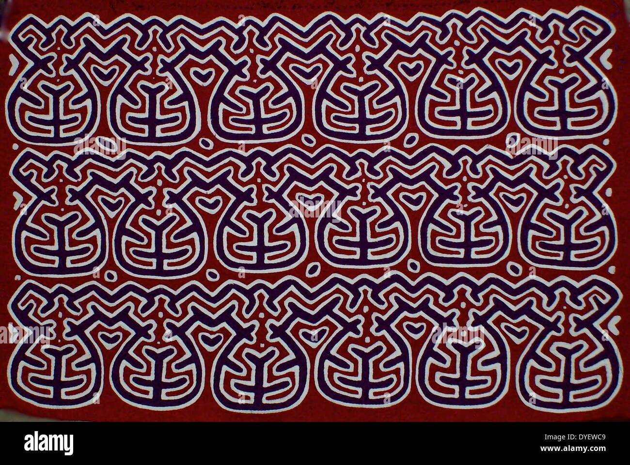 Mola textile by Kuna Indian artist, with an abstract pattern. From the ...