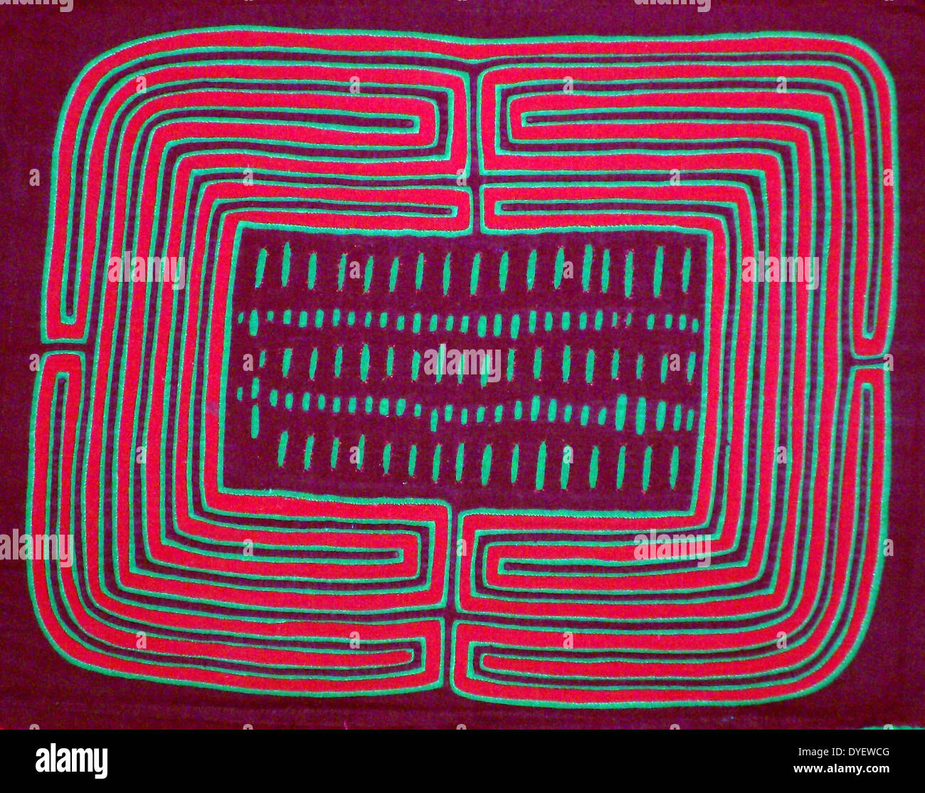 Mola textile by Kuna Indian artist, with an abstract pattern. From the ...