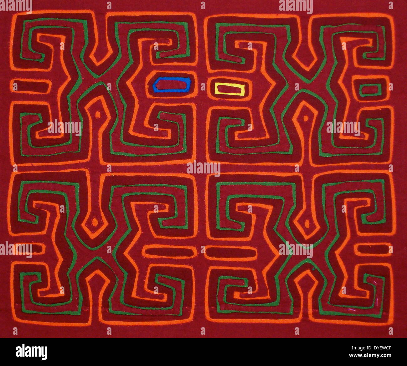 Mola textile by Kuna Indian artist, with an abstract pattern. From the ...