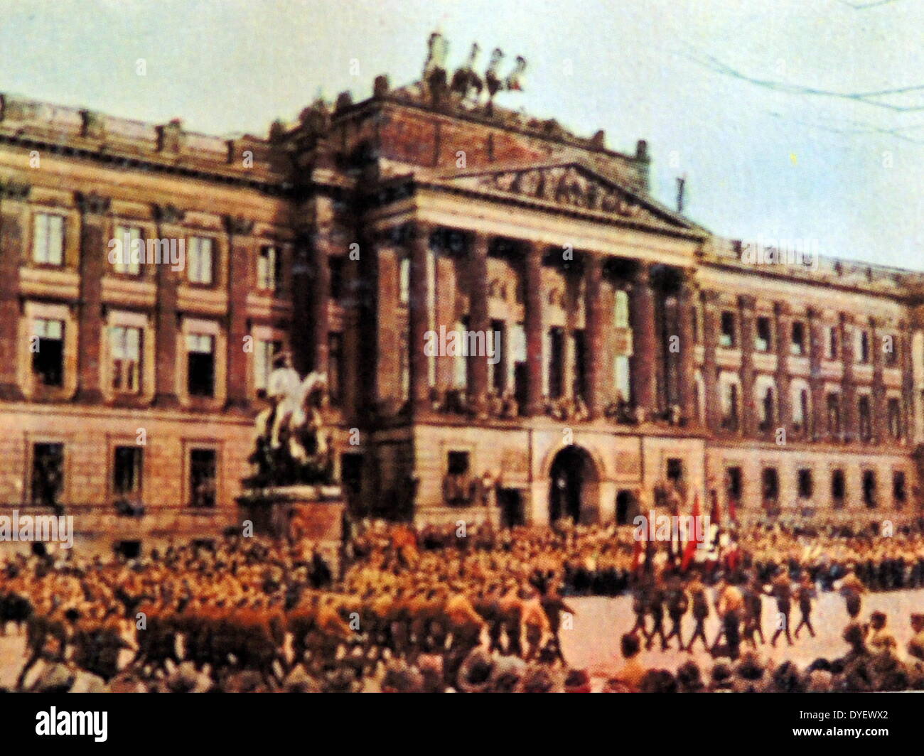 nazis parade in front of the Palace in Brunswick, Germany circa 1933 Stock Photo
