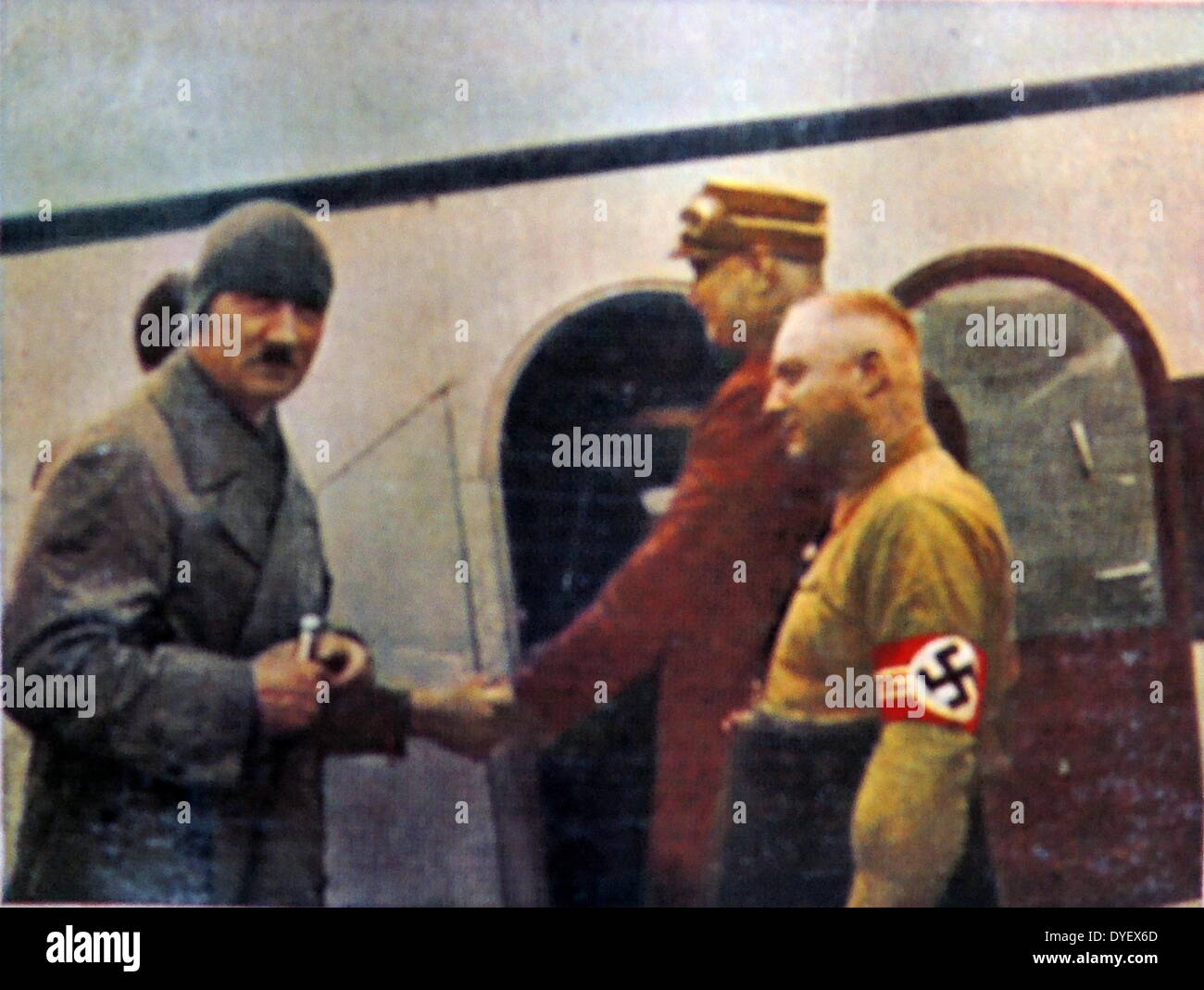 Hitler boarding a plane in Germany circa 1933 Stock Photo