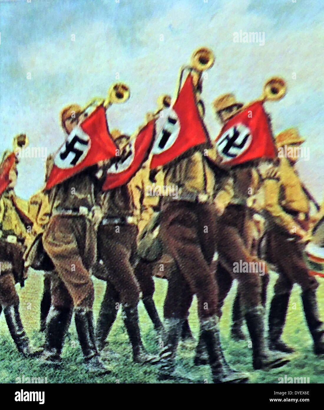 Nazi trumpeters at a rally in 1933 Stock Photo
