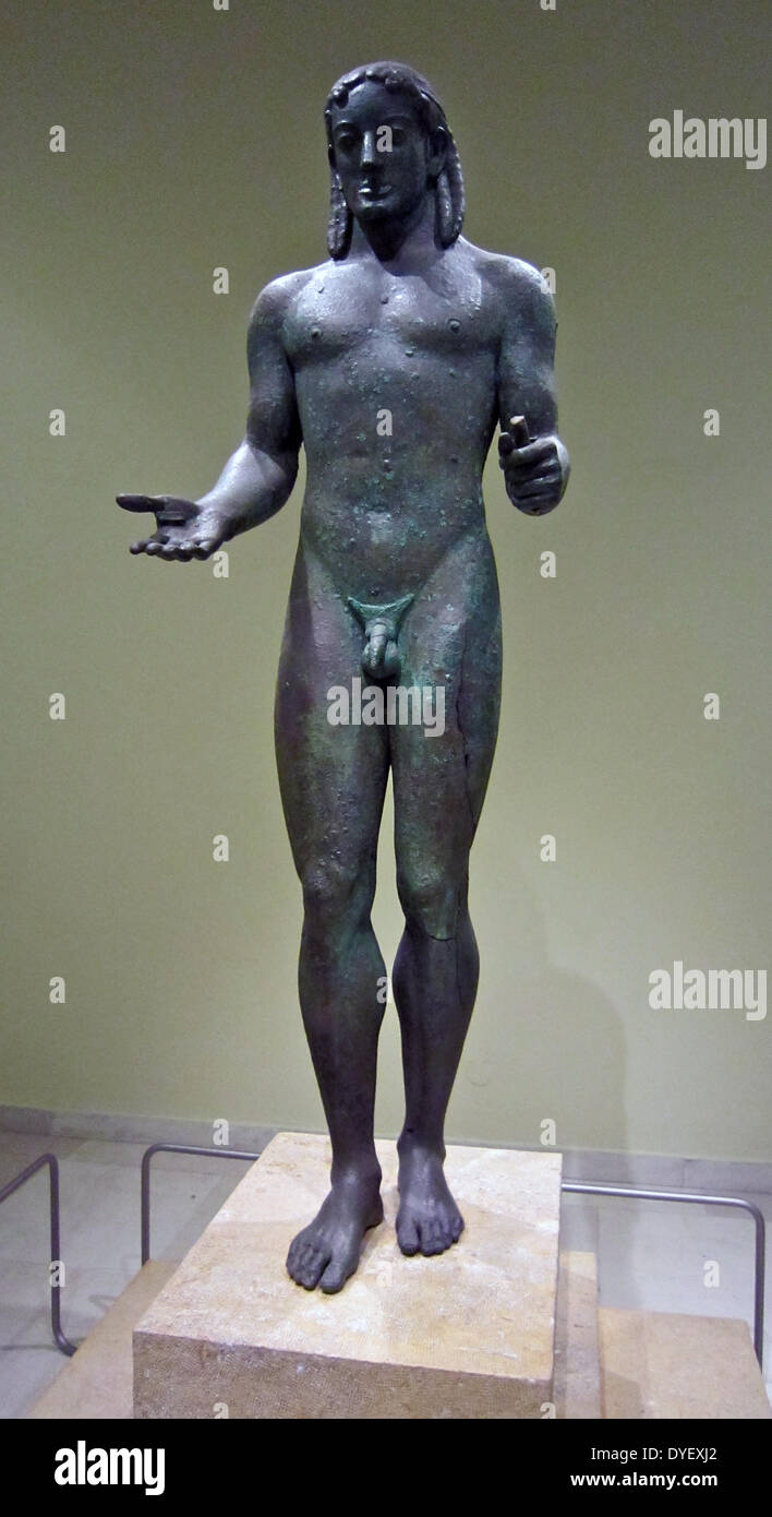 Apollo, Bronze Kouros, Archaeological Museum, Piraeus, Greece. Stock Photo