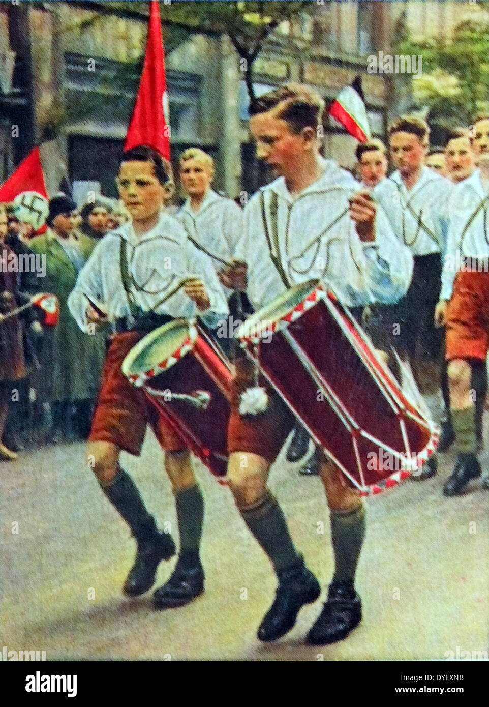 Hitler Youth troop marching circa 1933 Stock Photo