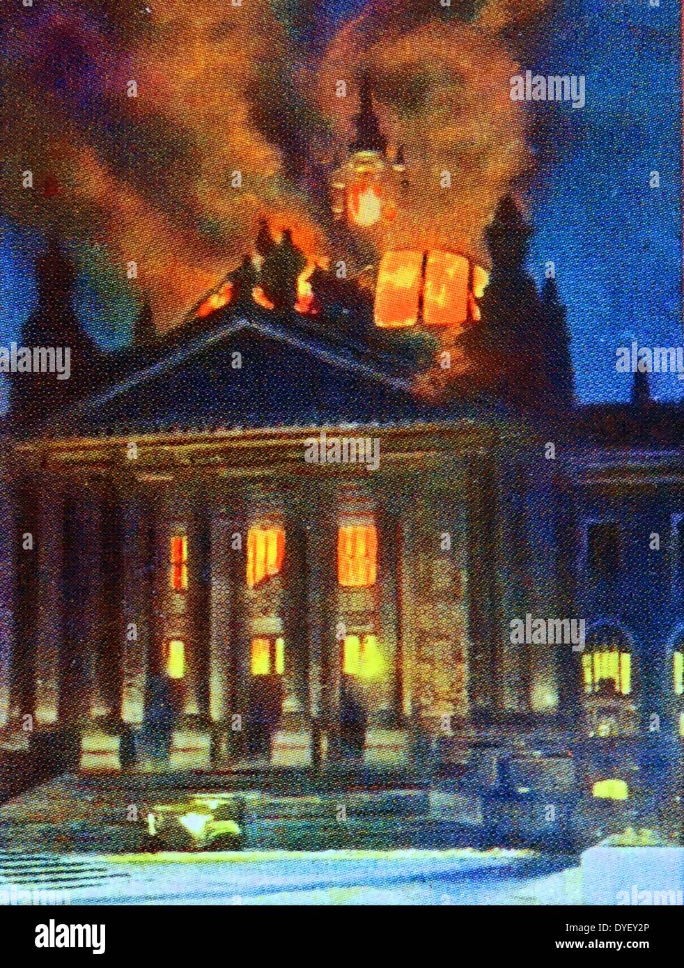 The Reichstag fire was an arson attack on the Reichstag building in Berlin on 27 February 1933. The event is seen as pivotal in the establishment of Nazi Germany Stock Photo