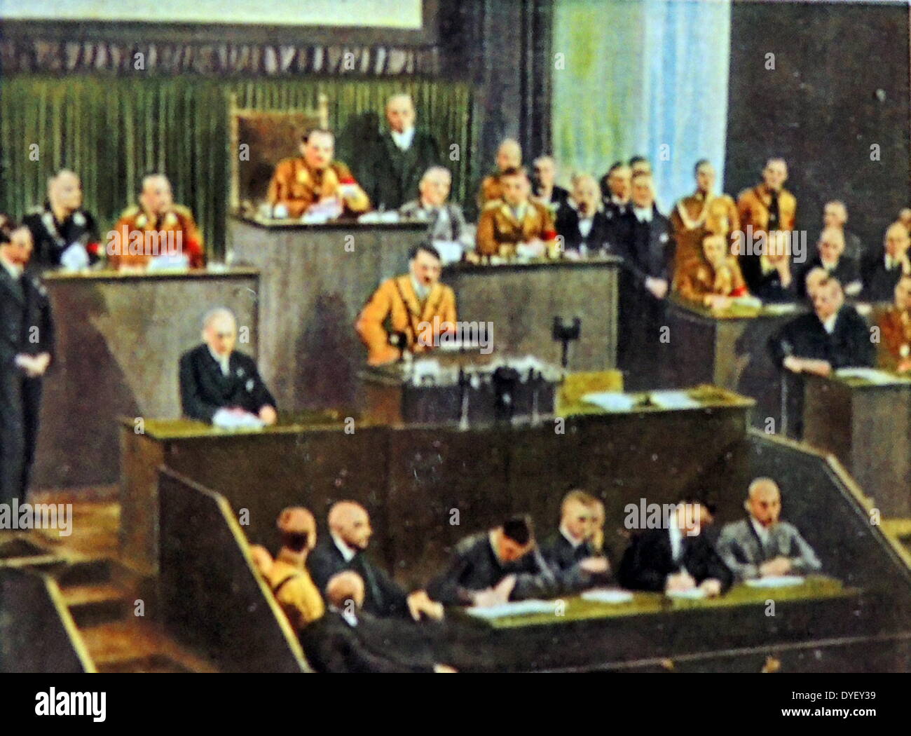 Adolf Hitler addressing the Reichstag or German Parliament circa 1933-34 Stock Photo