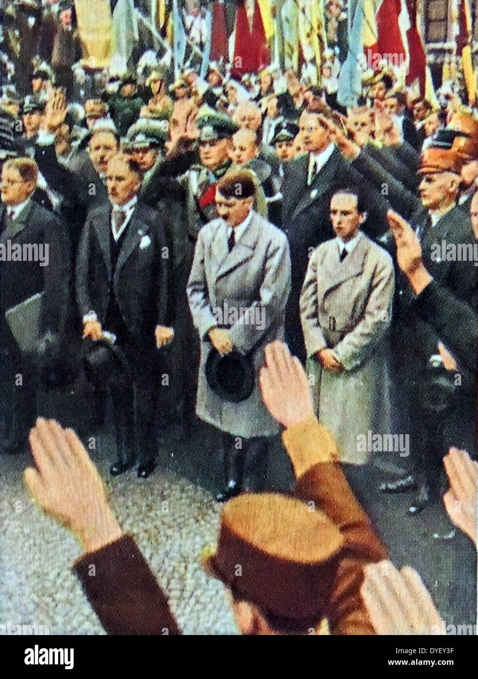 Vice Chancellor Von Papen, Adolf Hitler and Josef Goebbels circa 1933 Stock Photo