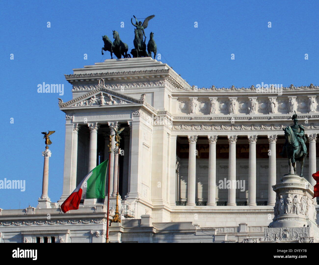 Architectural detail from the entrance/courtyard to the Capitolini museums, in Rome, Italy. The museums themselves are contained within 3 palazzi as per designs by Michelangelo Buonarroti in 1536, they were then built over a 400 year period. Stock Photo