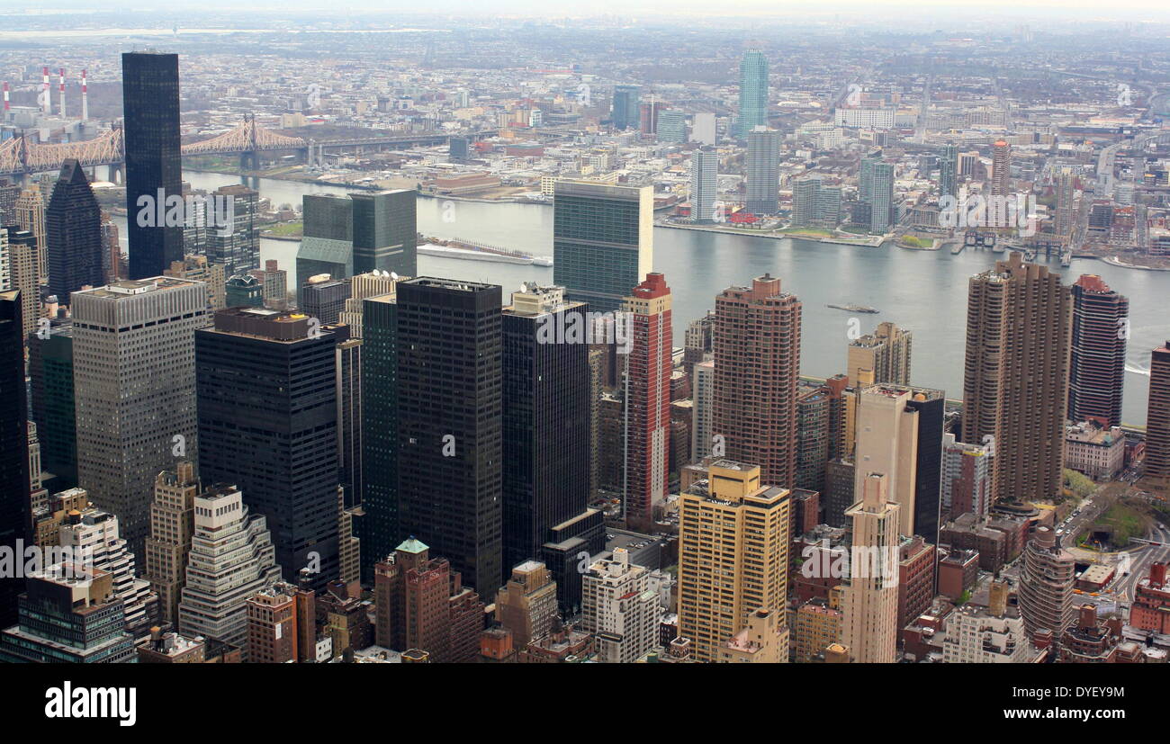 View across New York city from the Empire State building in Manhatten. Stock Photo