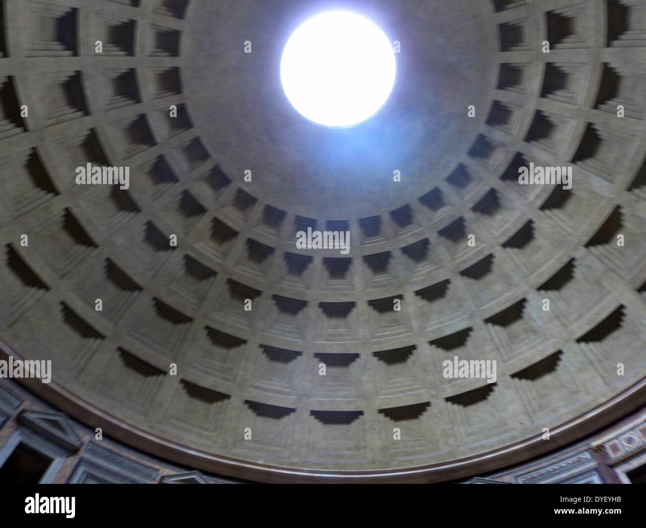 Internal detail from the Pantheon, Rome. Now a Catholic church, but was originally a temple to the ancient Gods of Rome. Commissioned by Marcus Agrippa and rebuilt by Emperor Hadrian in 126 AD. One of the best preserved Roman buildings. Stock Photo