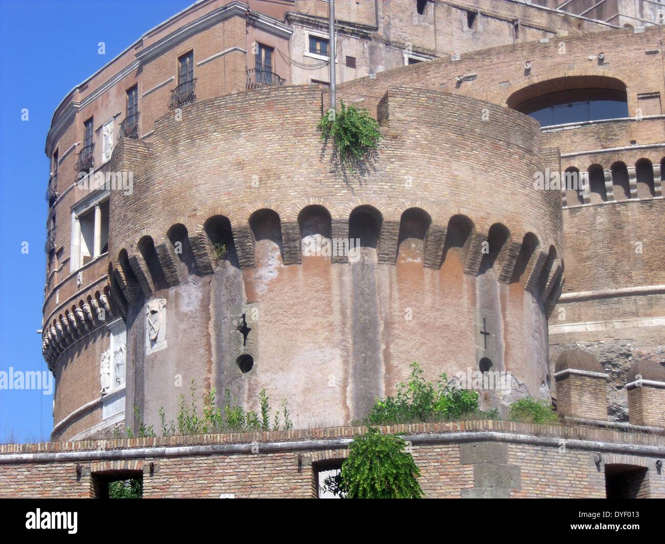 Castle Complicated Rome Architectural detail from the Castel Sant'Angelo, a tall cylindrical ...