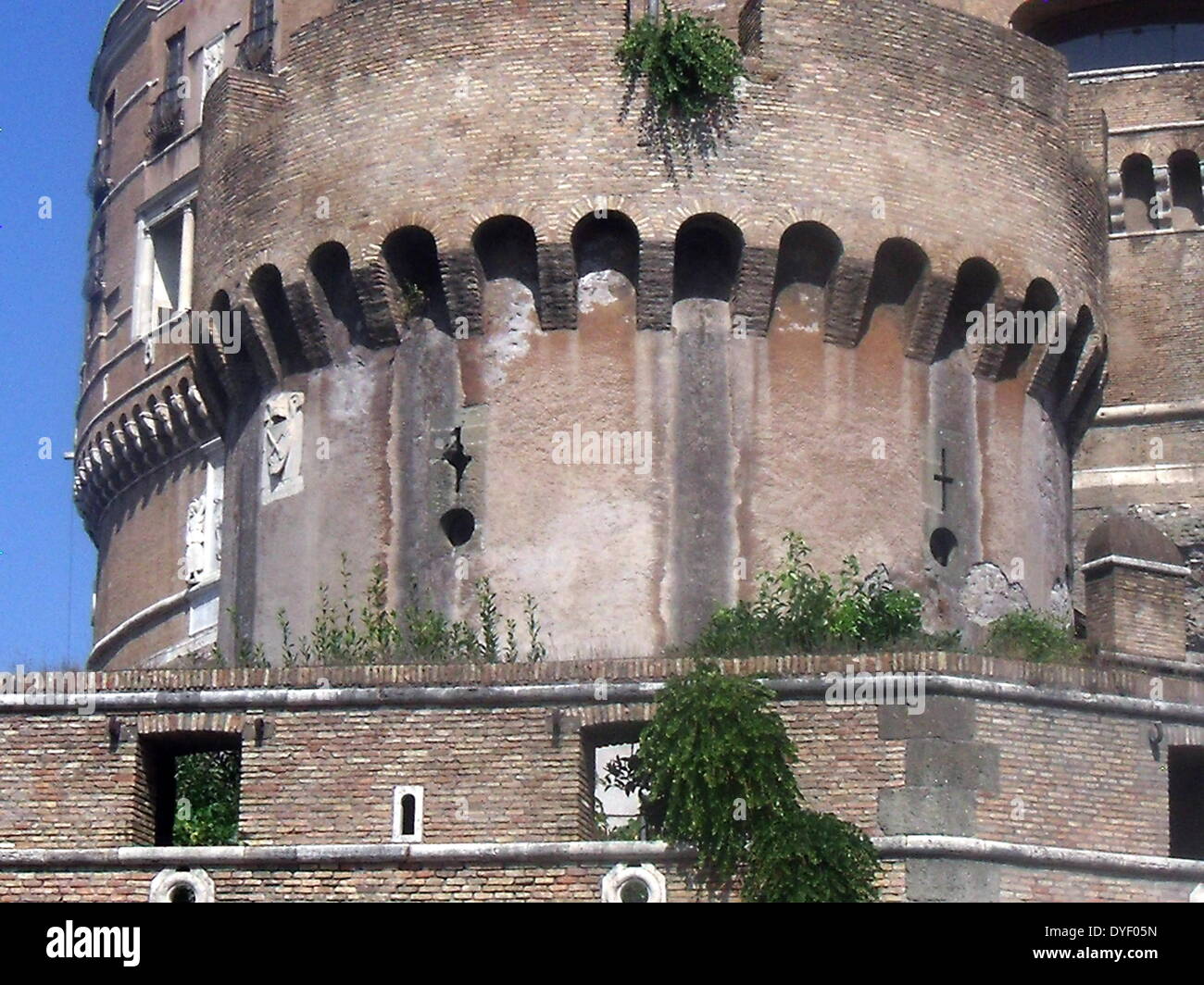 Castle Complicated Rome Architectural detail from the Castel Sant'Angelo, a tall cylindrical ...