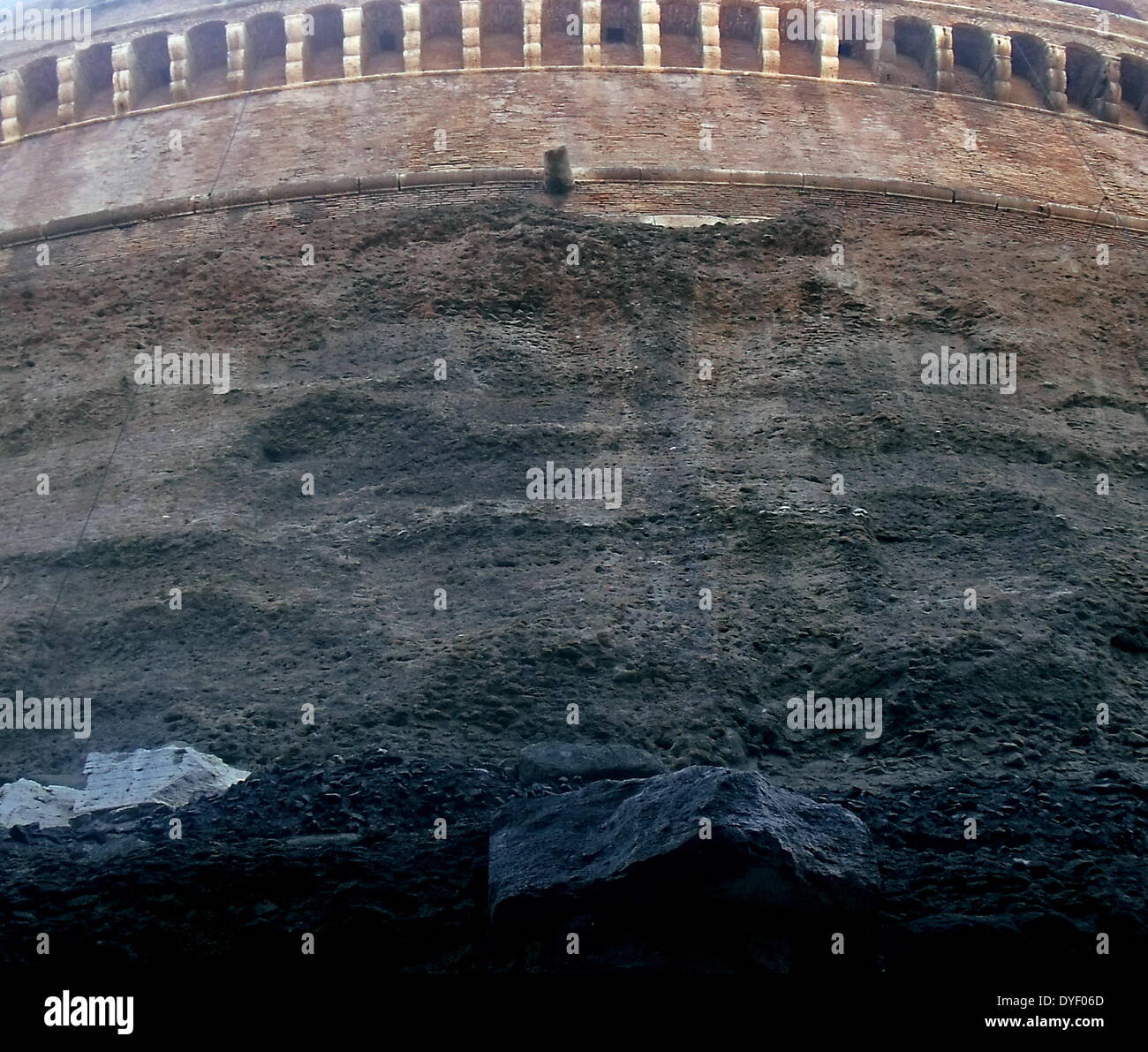 Castle Complicated Rome Architectural detail from the Castel Sant'Angelo, a tall cylindrical ...