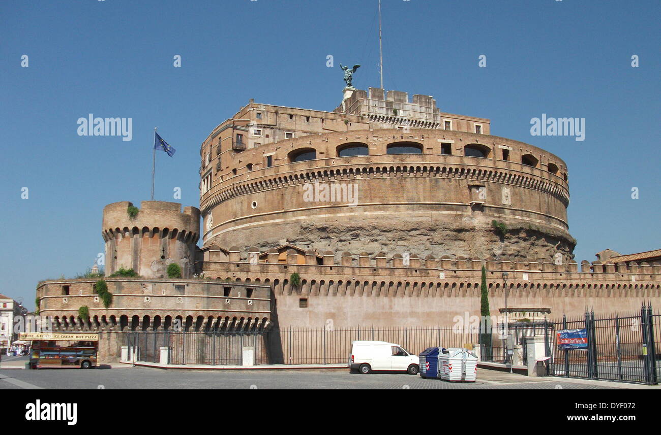 Castle Complicated Rome Architectural detail from the Castel Sant'Angelo, a tall cylindrical ...