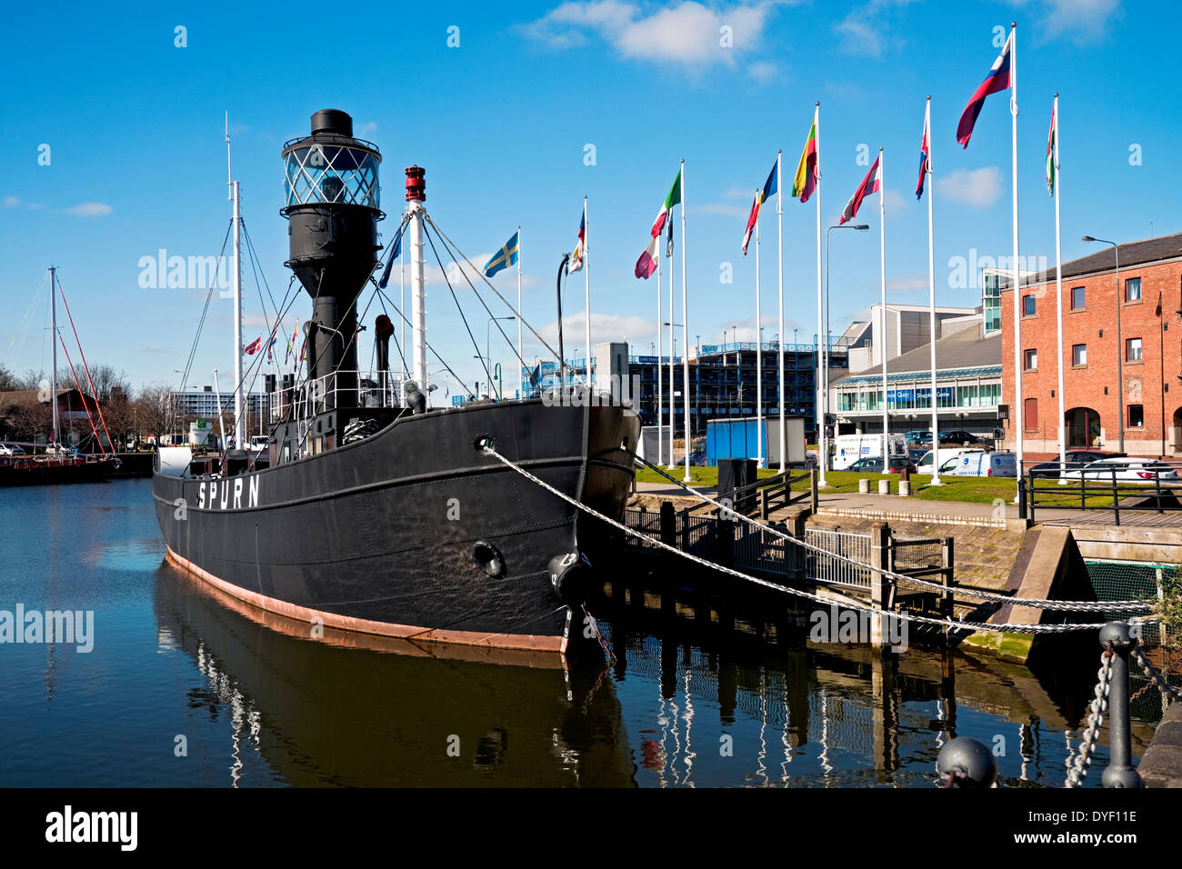 Spurn Lightship now a visitor attraction museum moored at the Marina Kingston upon Hull East Yorkshire England UK United Kingdom GB Great Britain Stock Photo