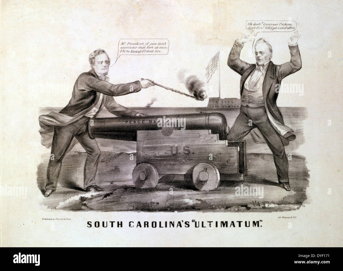 South Carolina's ultimatum by Currier & Ives 1861. Stock Photo