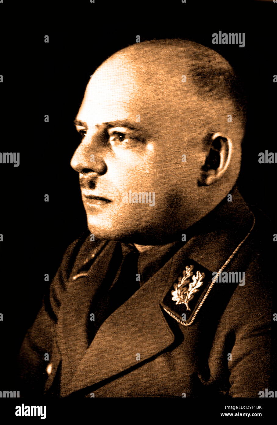 Photographic portrait of Ernst Friedrich Christoph 'Fritz' Sauckel. A Nazi war criminal, who organized the systematic enslavement of millions from lands occupied by Nazi Germany. Lived between 27th October 1894 – 16h October 1946. Stock Photo
