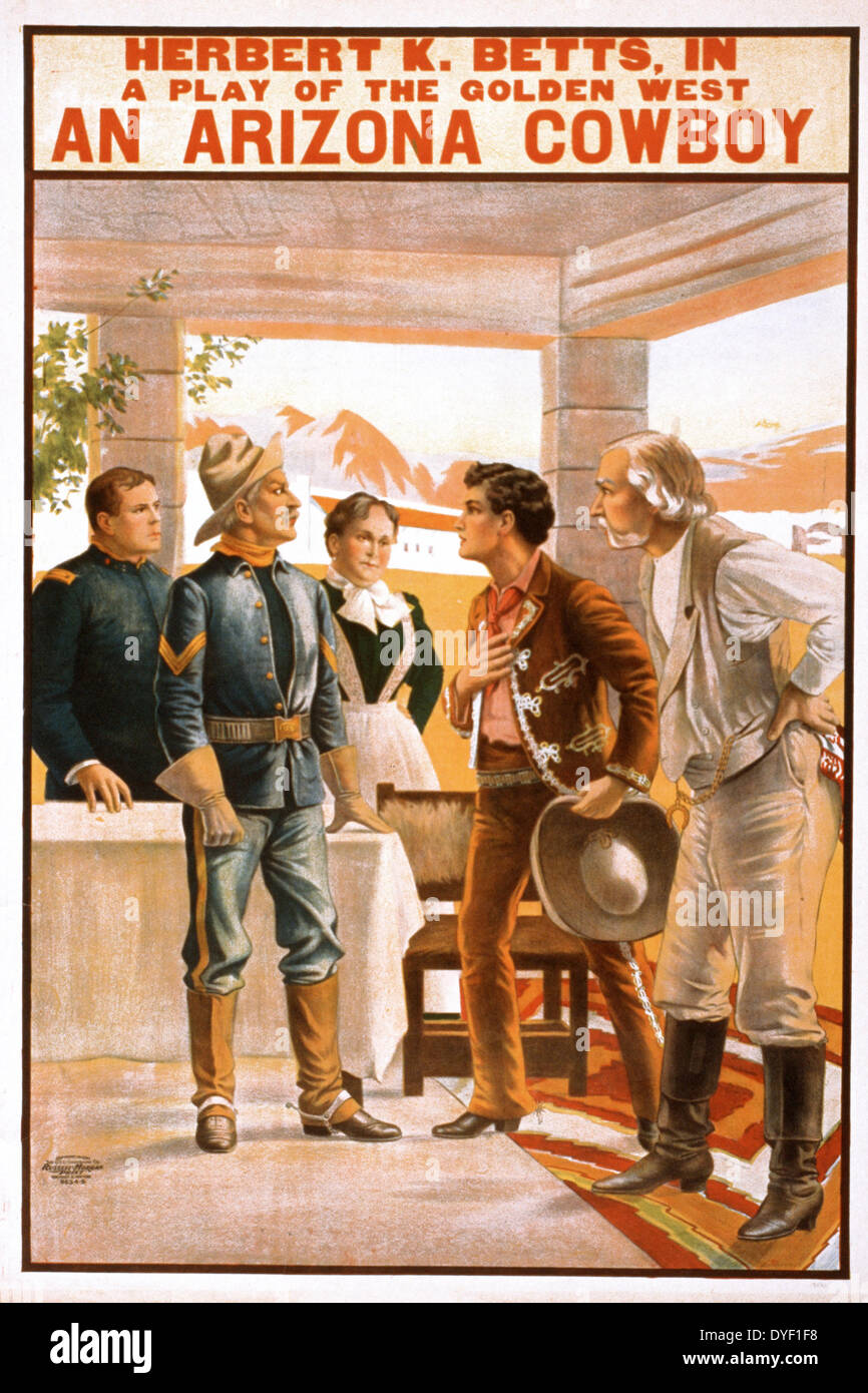 Herbert K. Betts in a play of the golden west, An Arizona cowboy . Published, Cincinnati, c1905. Stock Photo