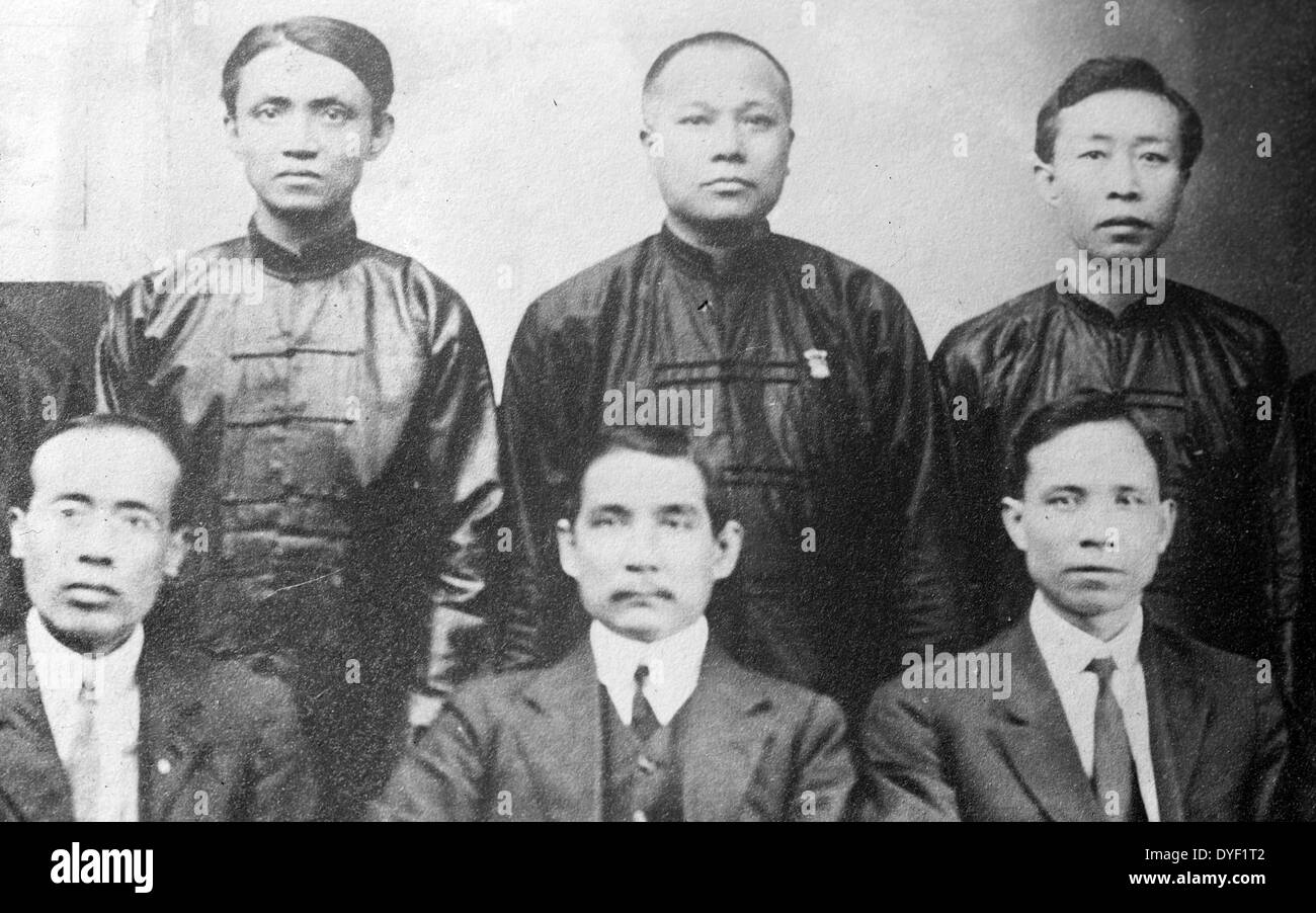Dr. Sun Yat Sen, front centre of group circa 1916. Sun Yat-sen was a Chinese revolutionary, first president and founding father of the Republic of China. Born: November 12, 1866, Zhongshan; Died: March 12, 1925, Beijing, China Stock Photo