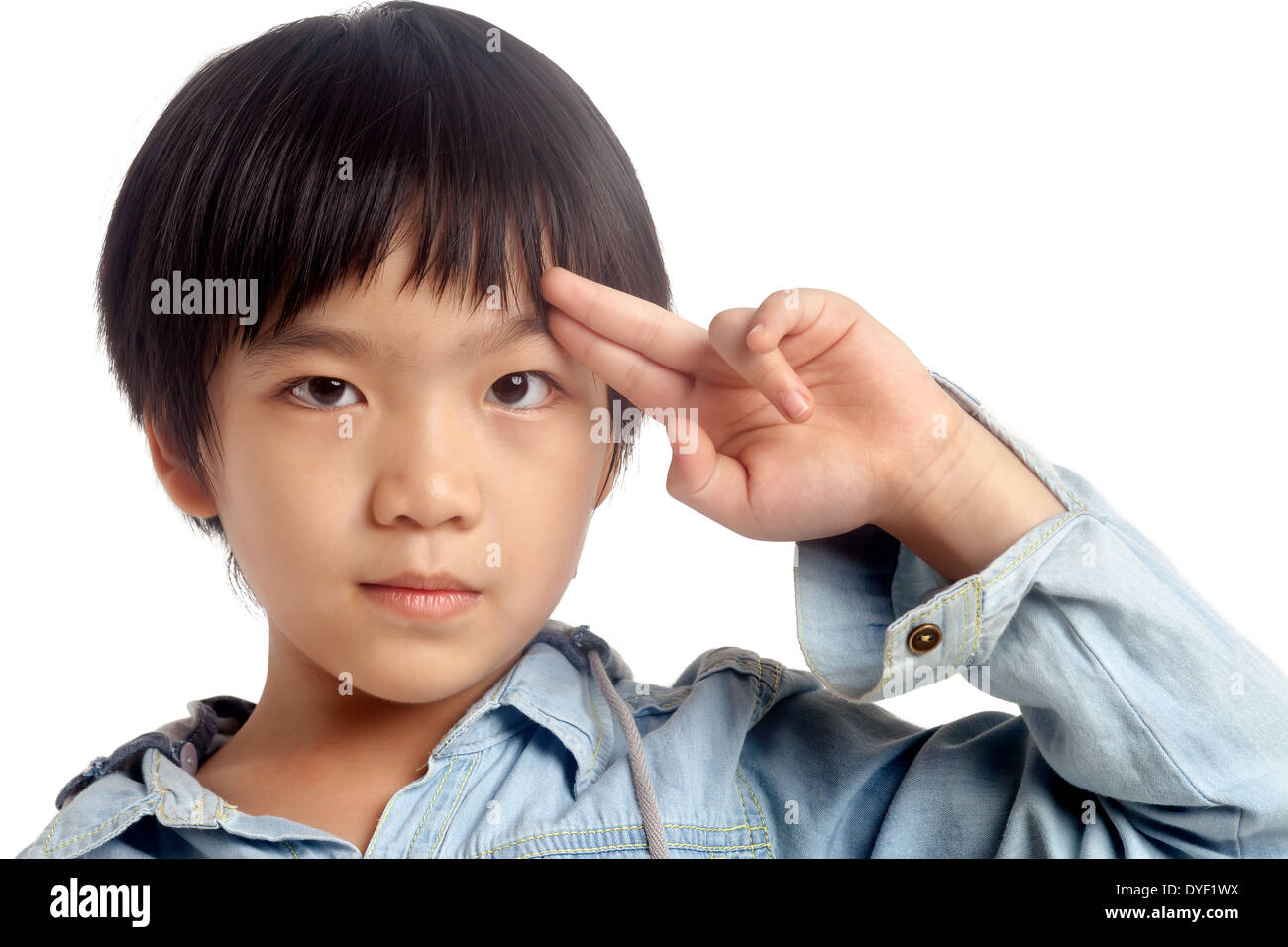 Portrait of asian boy isolated on white background Stock Photo