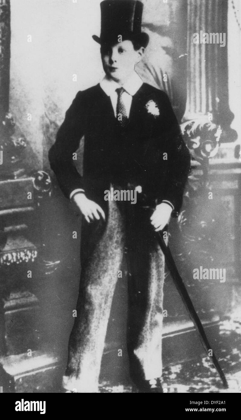 Winston Churchill as Harrow School student circa 1887 Stock Photo