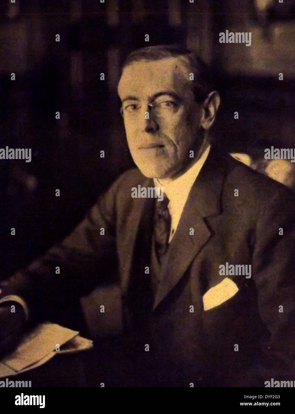 Thomas Woodrow Wilson photo dated 1917. 28th President of the United States, in office from 1913 to 1921. Born 1856 died 1924 Stock Photo