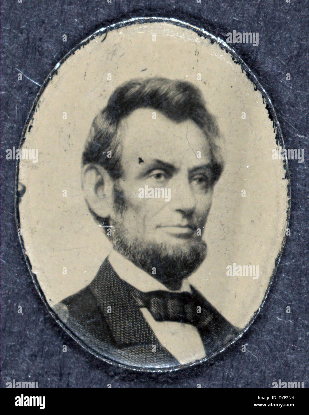 Election campaign badge with a portrait of Abraham Lincoln. United
