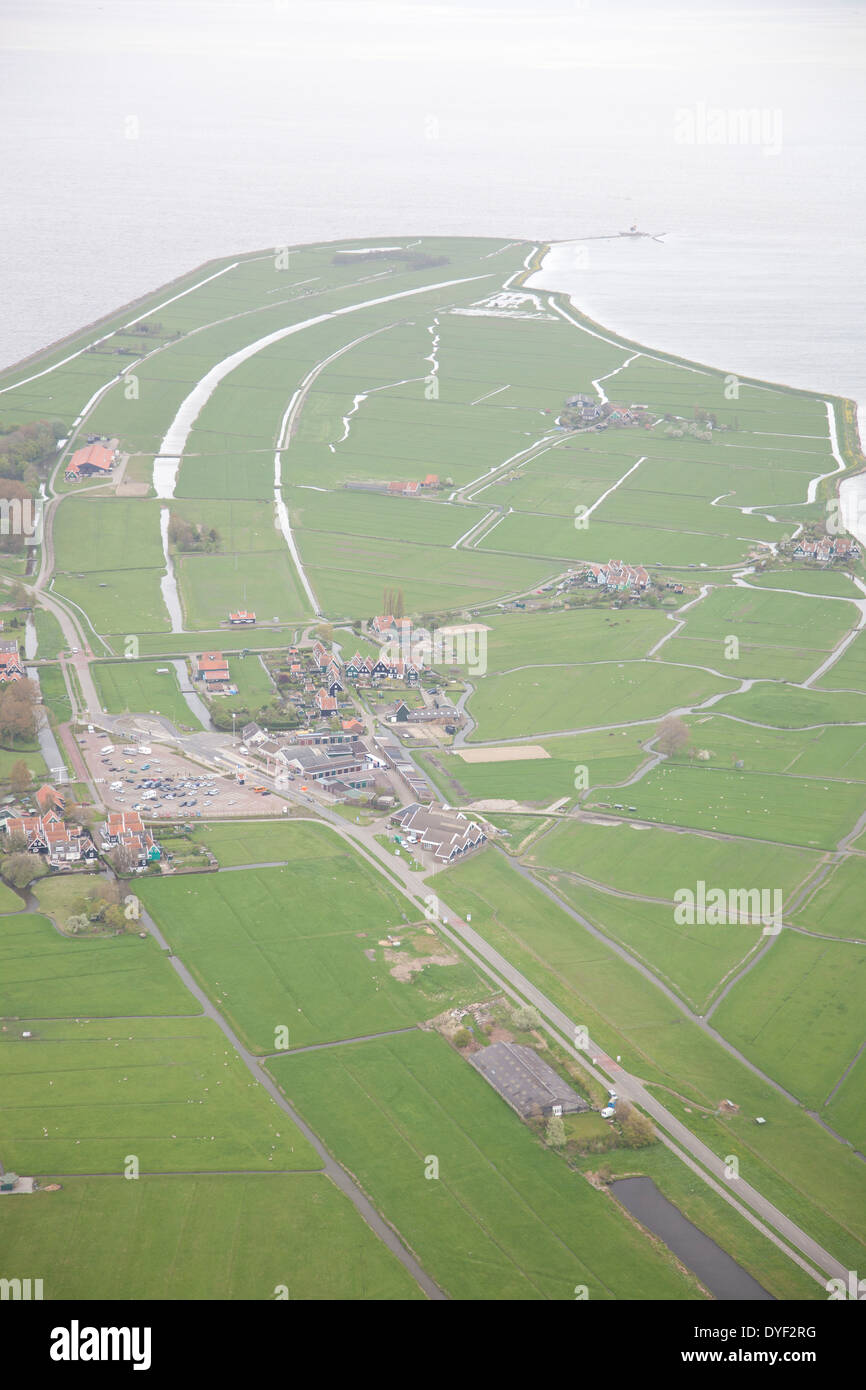 Historic island of Marken, The Netherlands from above Stock Photo